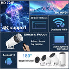 DITONG HY300 Plus Projector – Android 11, 300 ANSI, Dual WiFi, 4K Support