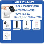 DITONG HY300 Plus Projector – Android 11, 300 ANSI, Dual WiFi, 4K Support