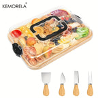 Portable Charcuterie Platter with Lid – Bamboo Cutting Board & Cheese Tray