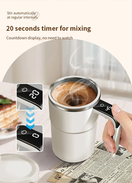 380ML Mini Electric Coffee Self Mixing Mug IP67 Waterproof Food Safe Coffee Mug USB Rechargeable Automatic Magnetic Cup for Tea & Coffee