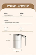 380ML Mini Electric Coffee Self Mixing Mug IP67 Waterproof Food Safe Coffee Mug USB Rechargeable Automatic Magnetic Cup for Tea & Coffee