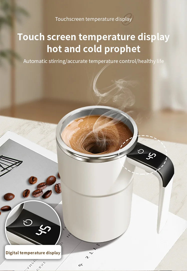 380ML Mini Electric Coffee Self Mixing Mug IP67 Waterproof Food Safe Coffee Mug USB Rechargeable Automatic Magnetic Cup for Tea & Coffee