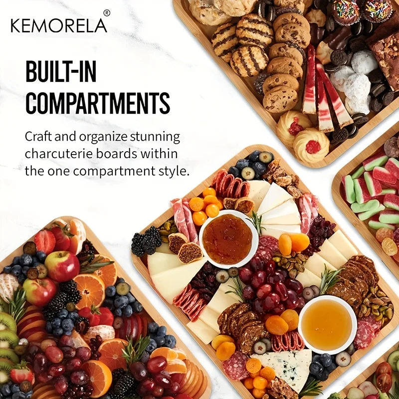 Portable Charcuterie Platter with Lid – Bamboo Cutting Board & Cheese Tray