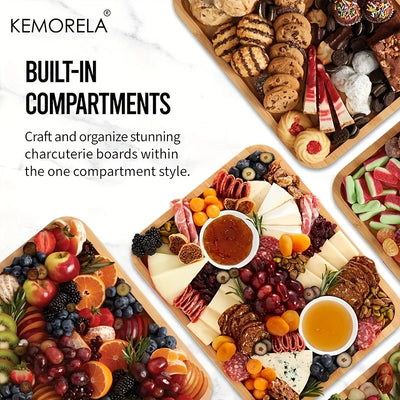 Portable Charcuterie Platter with Lid – Bamboo Cutting Board & Cheese Tray