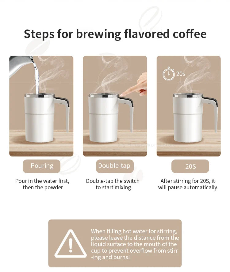 380ML Mini Electric Coffee Self Mixing Mug IP67 Waterproof Food Safe Coffee Mug USB Rechargeable Automatic Magnetic Cup for Tea & Coffee